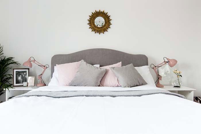 Blush Pink Accentuated Light Grey Bedroom for Women