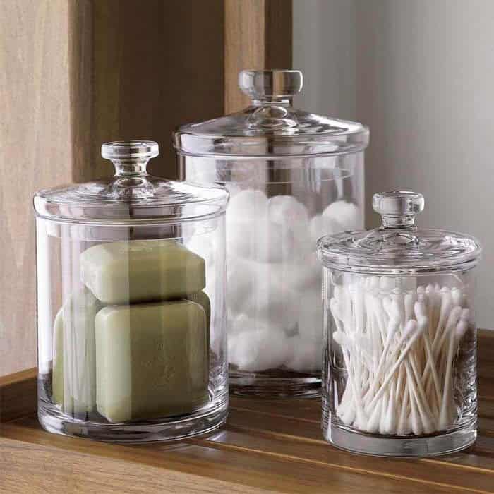 Store Your Bathroom Essentials in Elegant Glass Jars