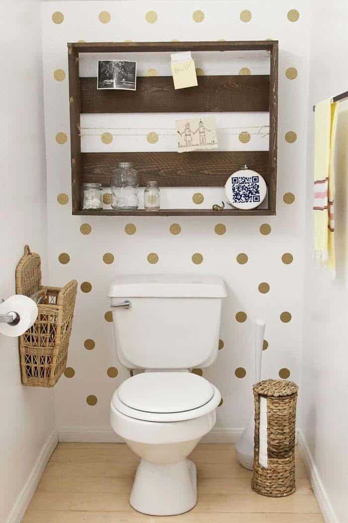 Reclaimed Pallet Wood Over Toilet Organizer