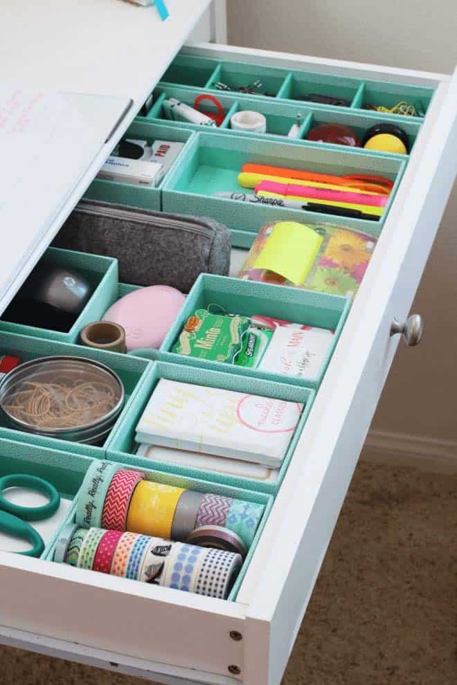 Organize Your Office Supplies with Polka Dot Boxes