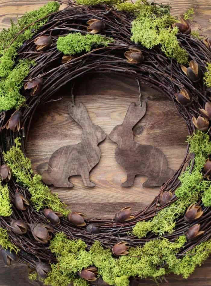 Accent Your Rustic Door Wreath with Wooden Bunnies