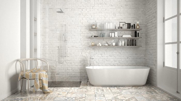 Whitewashed Brick Tile Wall