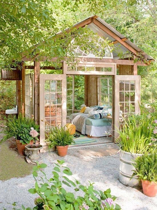 Whimsical Vintage Window Backyard Lounge Space