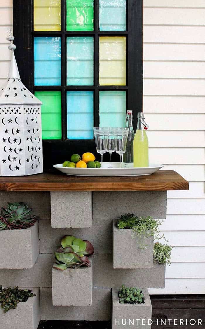 Add A Shelf To A Cinder Block Planter