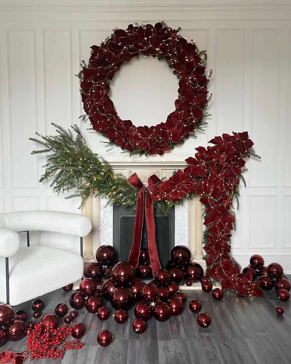 Burgundy Mantel Decor