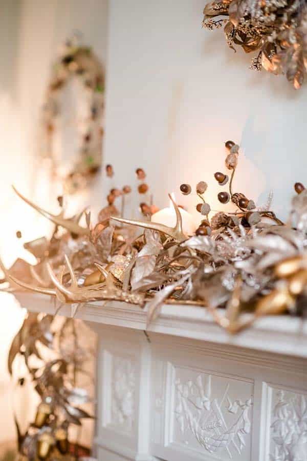 Give Fireplace Mantel an Elegant Look with Rose Gold Decor