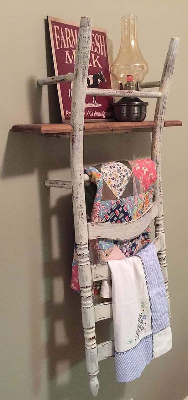 Repurpose a Chair Back into a DIY Ladder Shelf