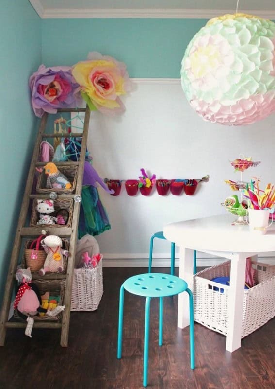 Repurpose an Old Ladder for Additional Toy Storage