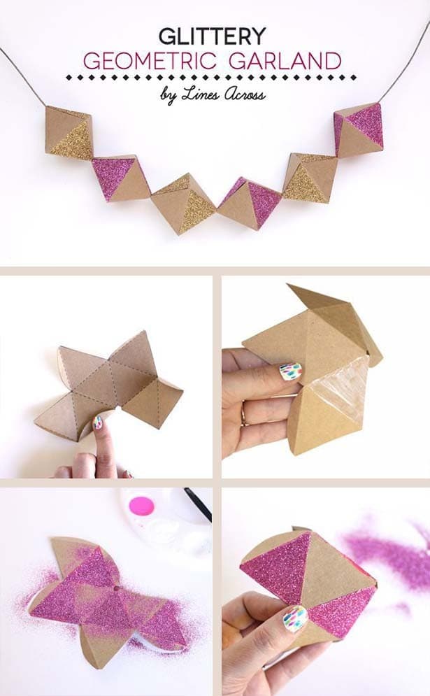 DIY Glitter Faceted Diamond Garland