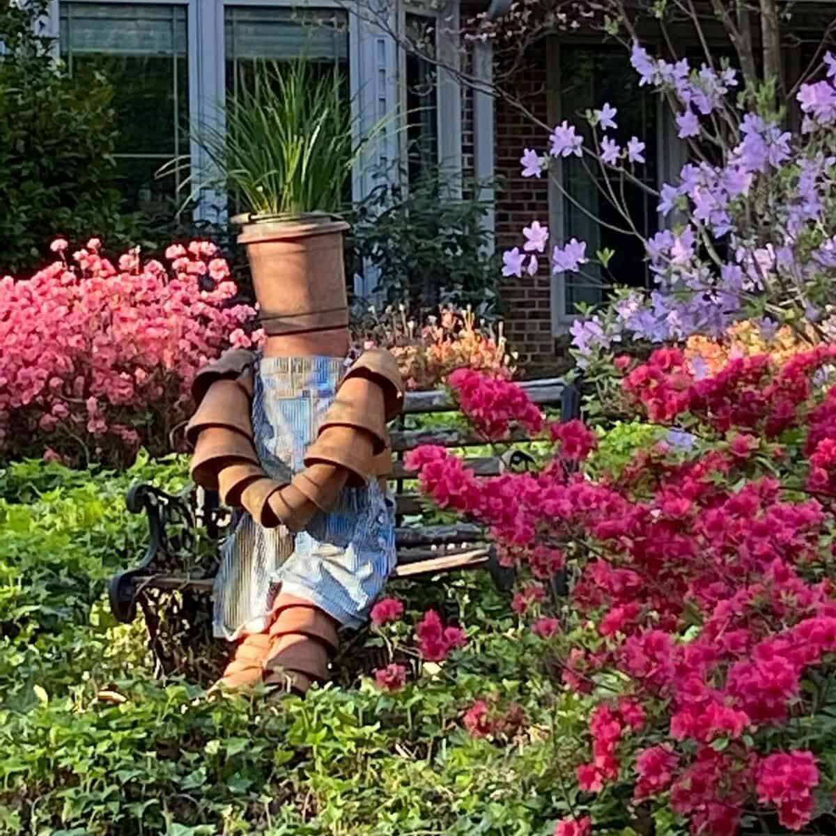 A Scarecrow From Terra Cotta Pots