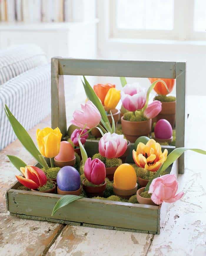 Easter Eggs and Tulips Centerpiece