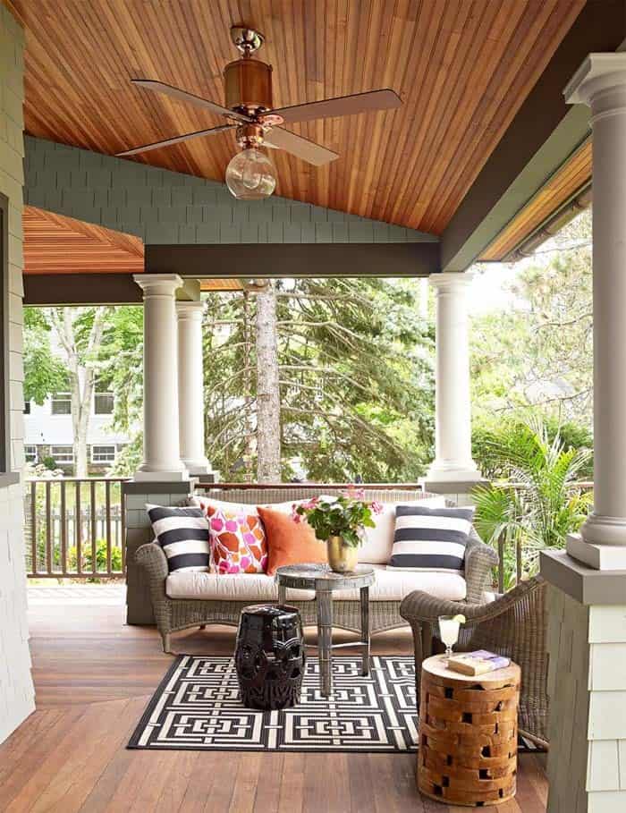 Modern Farmhouse Porch With Beadboard Ceiling