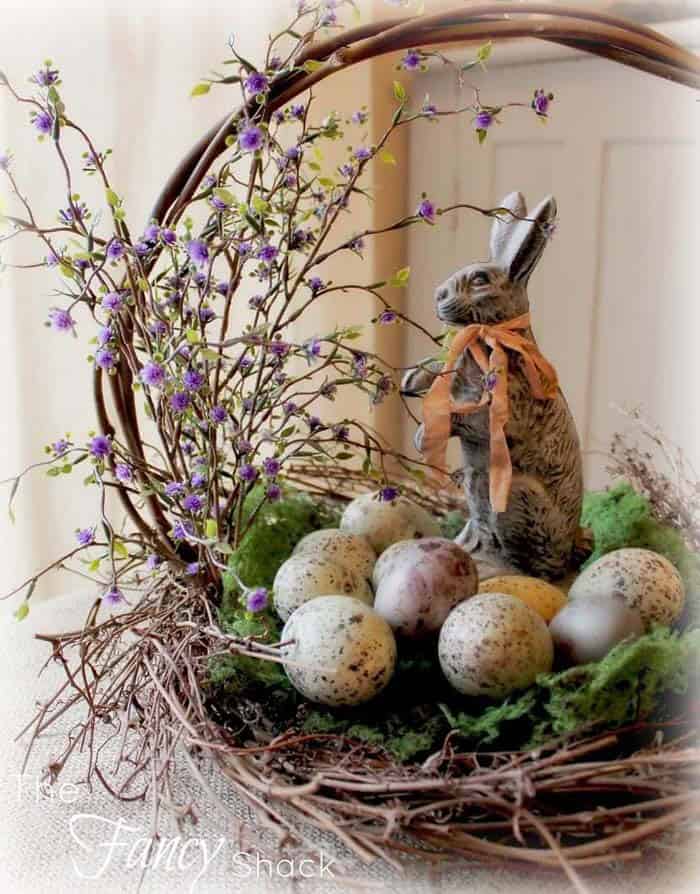 Decorate Easter Basket with Monotoned Eggs and Bunny