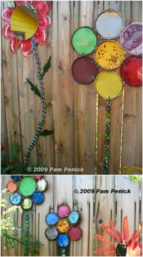 DIY Flowers From Paint Lids And Bottlecaps