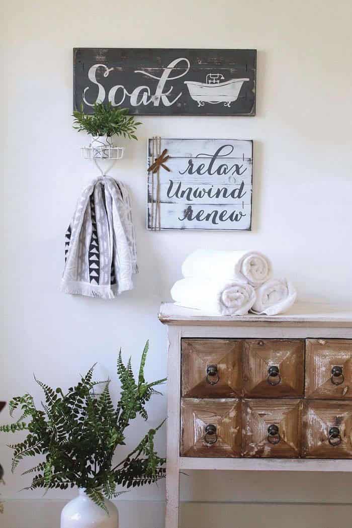 Rustic Farmhouse Restroom Sign Set of Two