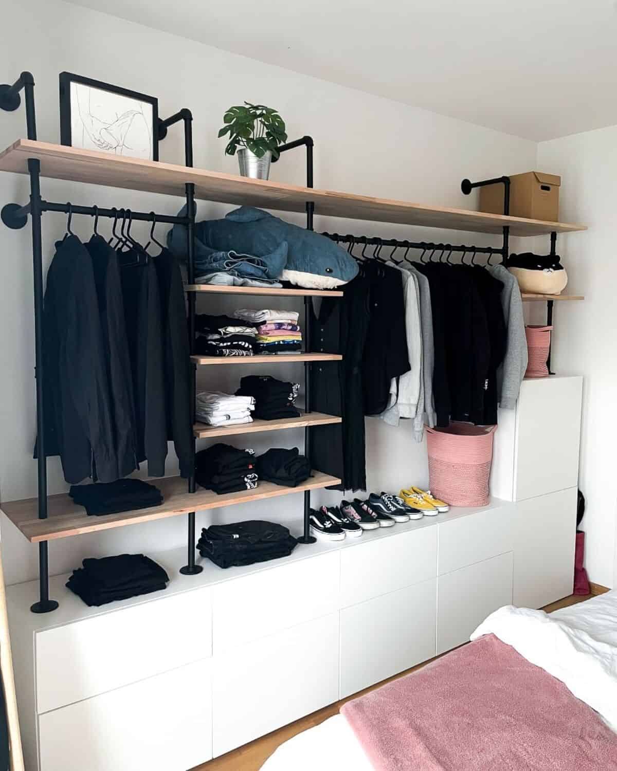 Open Closet and Drawer Combination