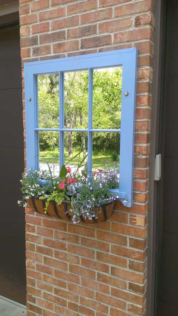 Upcycled Multi-Pane Window Mirror and Hanging Planter