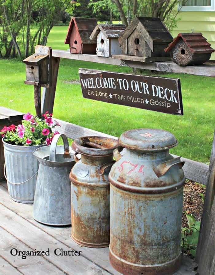 Bring Vintage Charm with Antique Milk Cans and Birdhouses