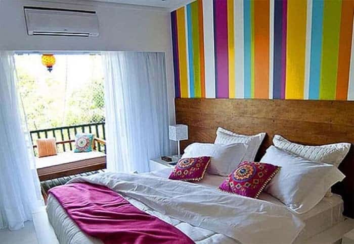 Utilize Colorful Stripes on Your Bedroom Wall