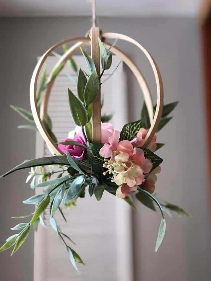 Embroidery Hoop Hanging Flower Display