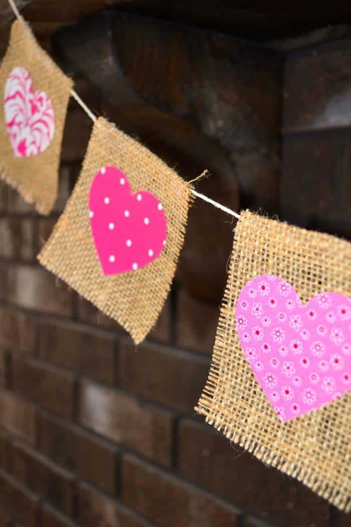 Make a DIY Pink Heart Burlap Banner