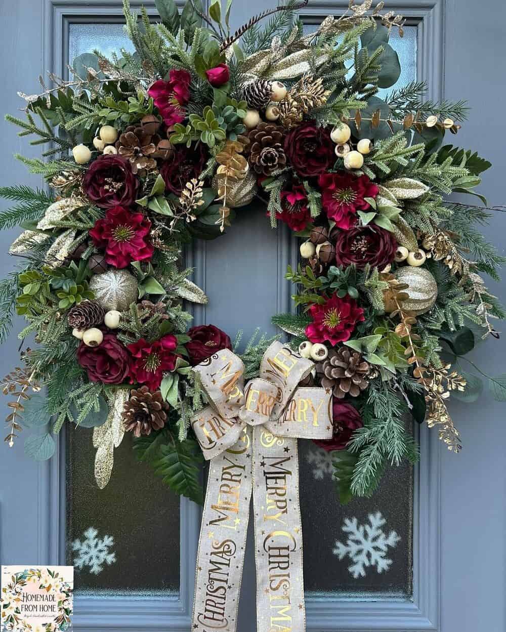 Wreath With Burgundy Flowers