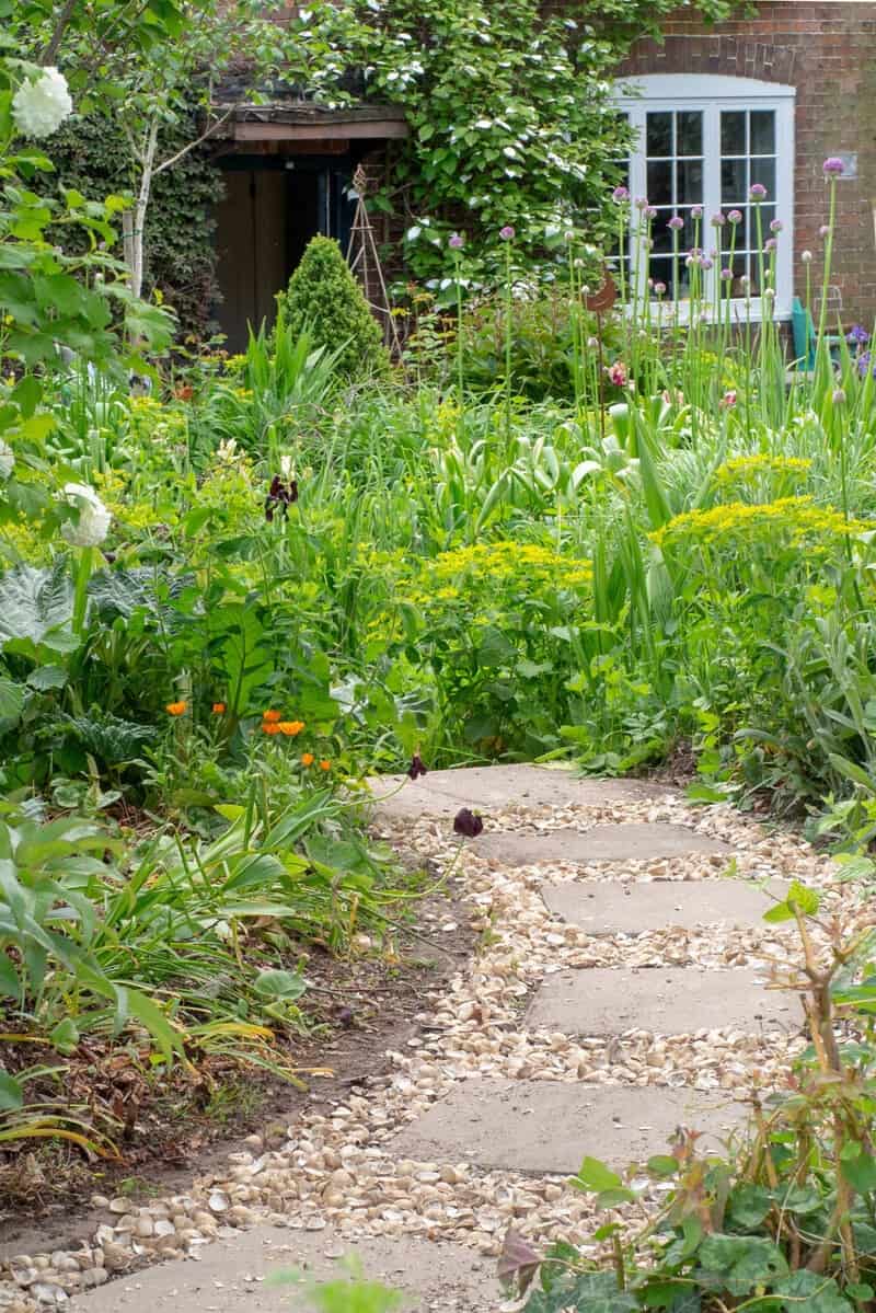 Concrete Stepping Stones And Sea Shells Path