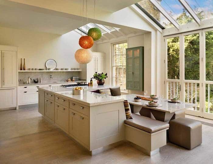 Add an Outward-Facing Bench to Your Kitchen Island