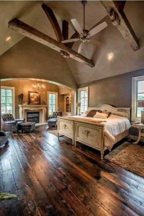 Incorporate a Fireplace for a Rustic Master Bedroom Look