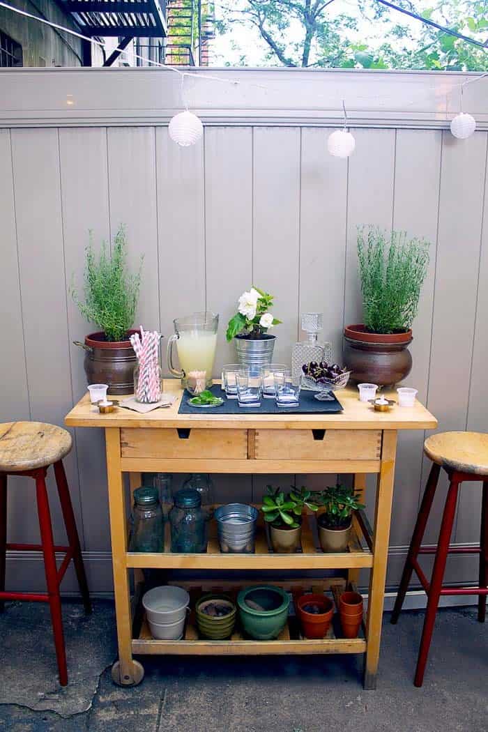 Repurposed Garden Storage Table Bar