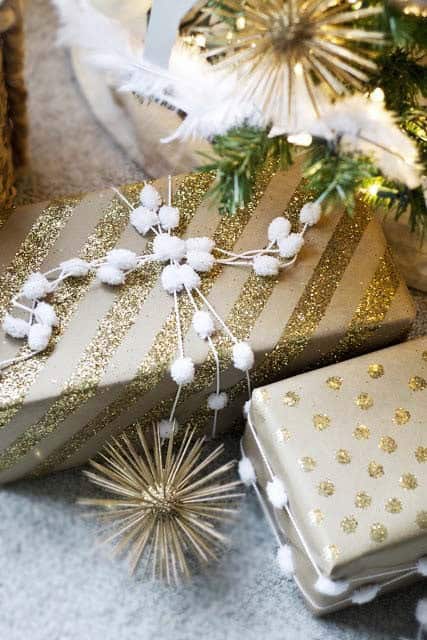 Add Elegance to Gift Wrap Kraft Paper with Glitter