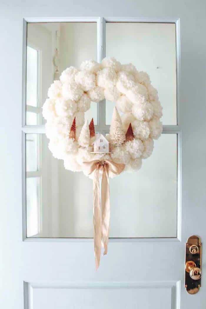 Fluffy Pom Pom Snowscape Wreath