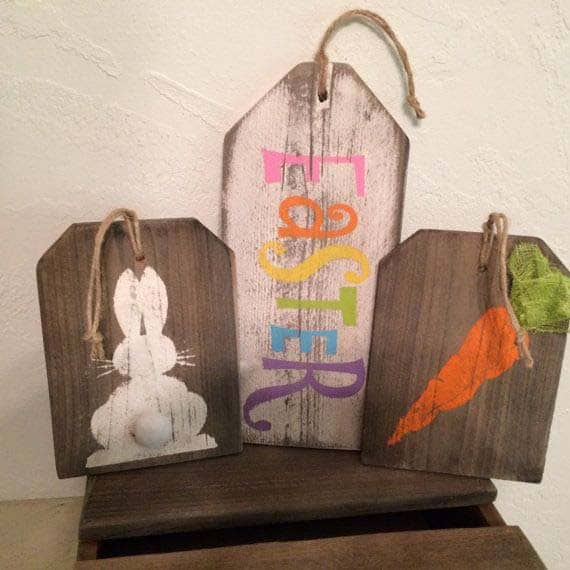 DIY Wood and Burlap Door Hangers for Easter Decor