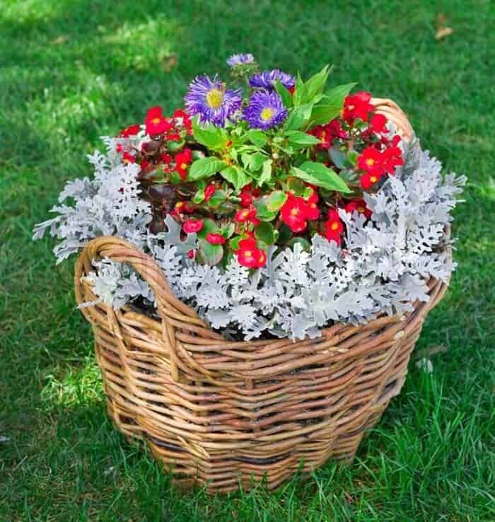 Utilize Wicker Baskets as Flower Planters