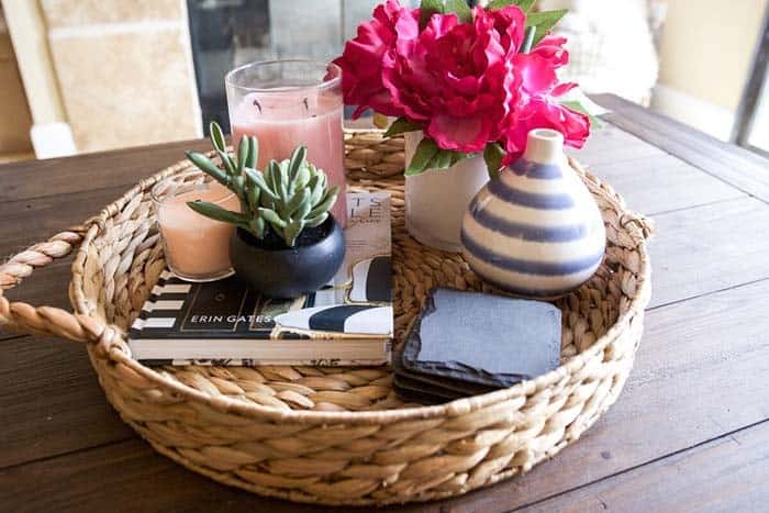 Organic Display With a Succulent and Slate Coasters