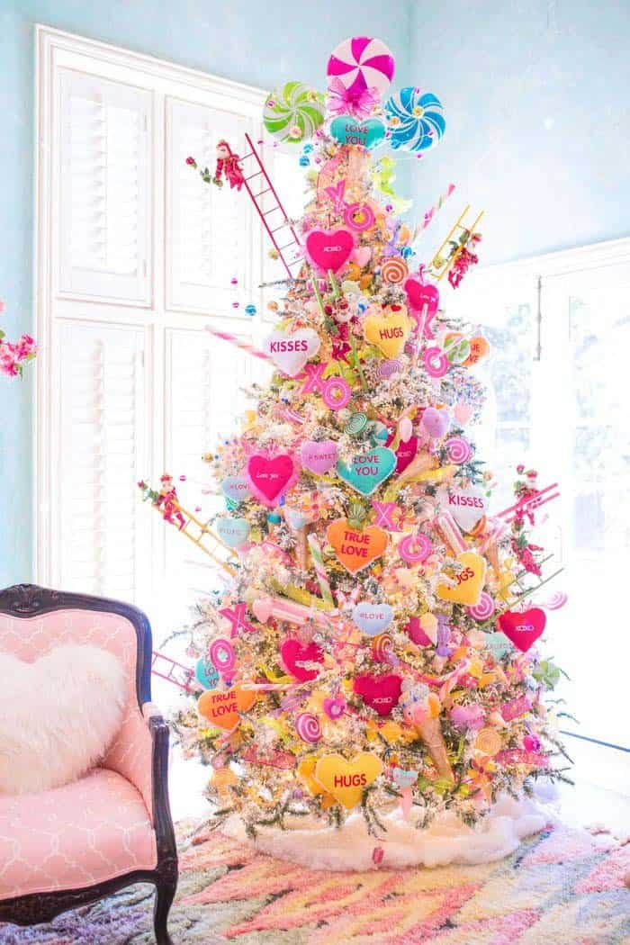 Brighten a White Christmas Tree with Valentine’s Candy