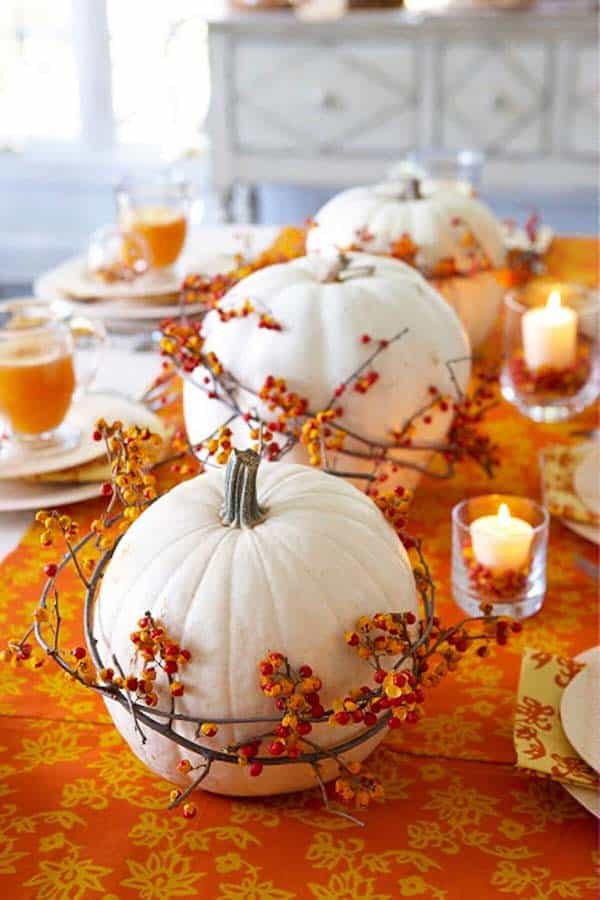 Bring Autumn Magic with White Pumpkins and Orange Decor