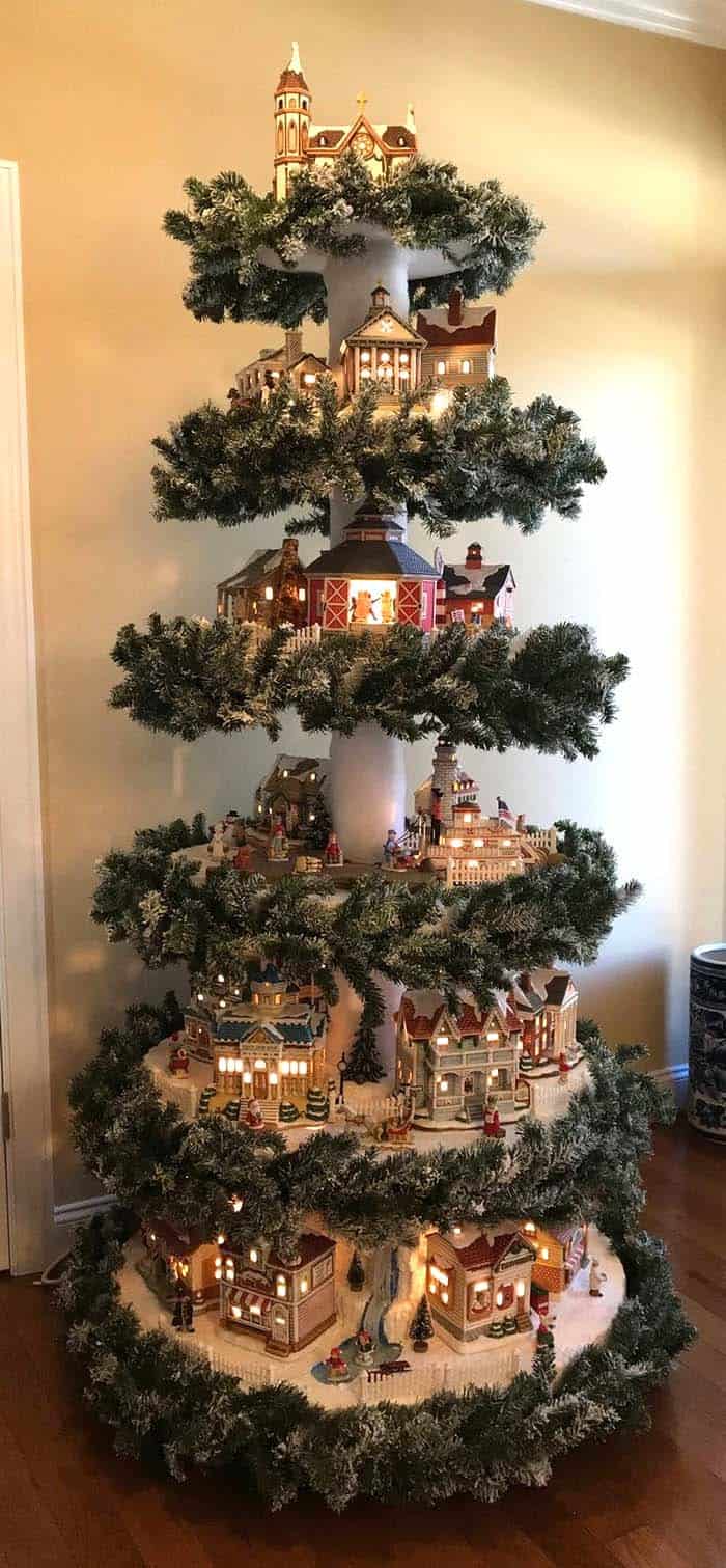 Combine a Christmas Tree with a Village Display