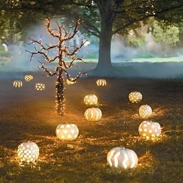 Ethereal Lighted Pumpkin Path