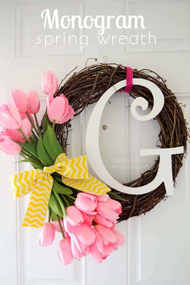 Bright Tulips With Monogram