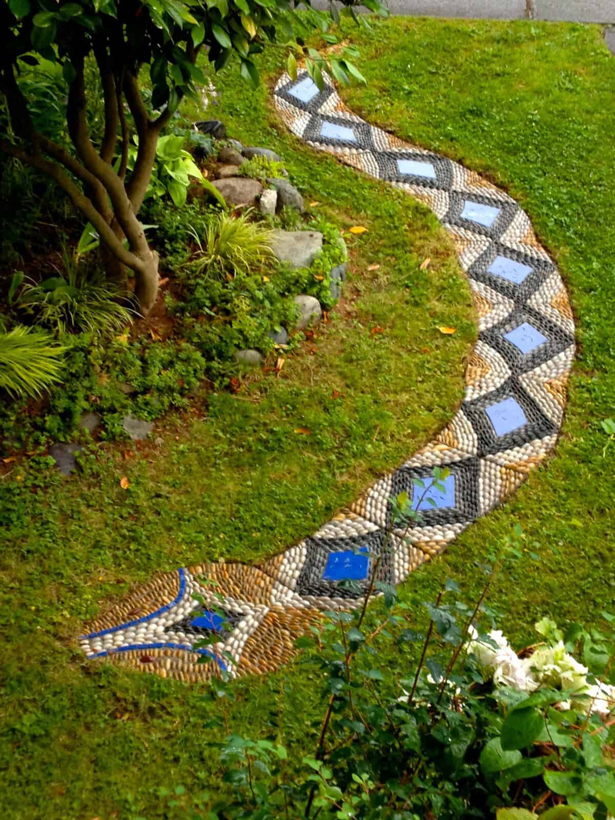 Mosaic Walkway With Diamond Pattern