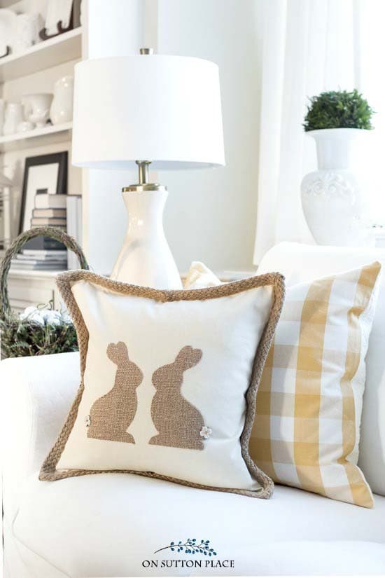 Upgrade Pillows for Easter with Burlap Bunnies Art