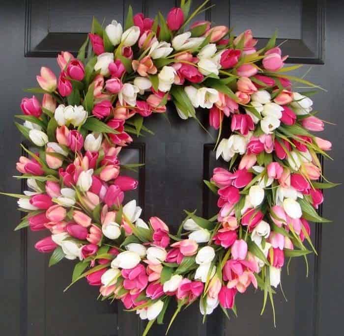 Spring Wreath Bursting With Tulips