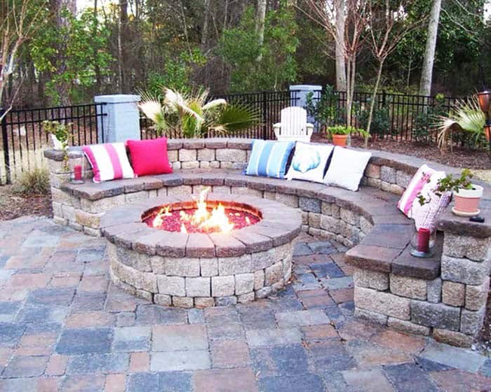 Light Up the Night with Symmetrical Fire Pit Seating Design