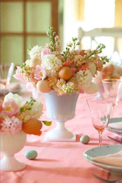 Plant Bright Easter Flowers in a White Flower Pots