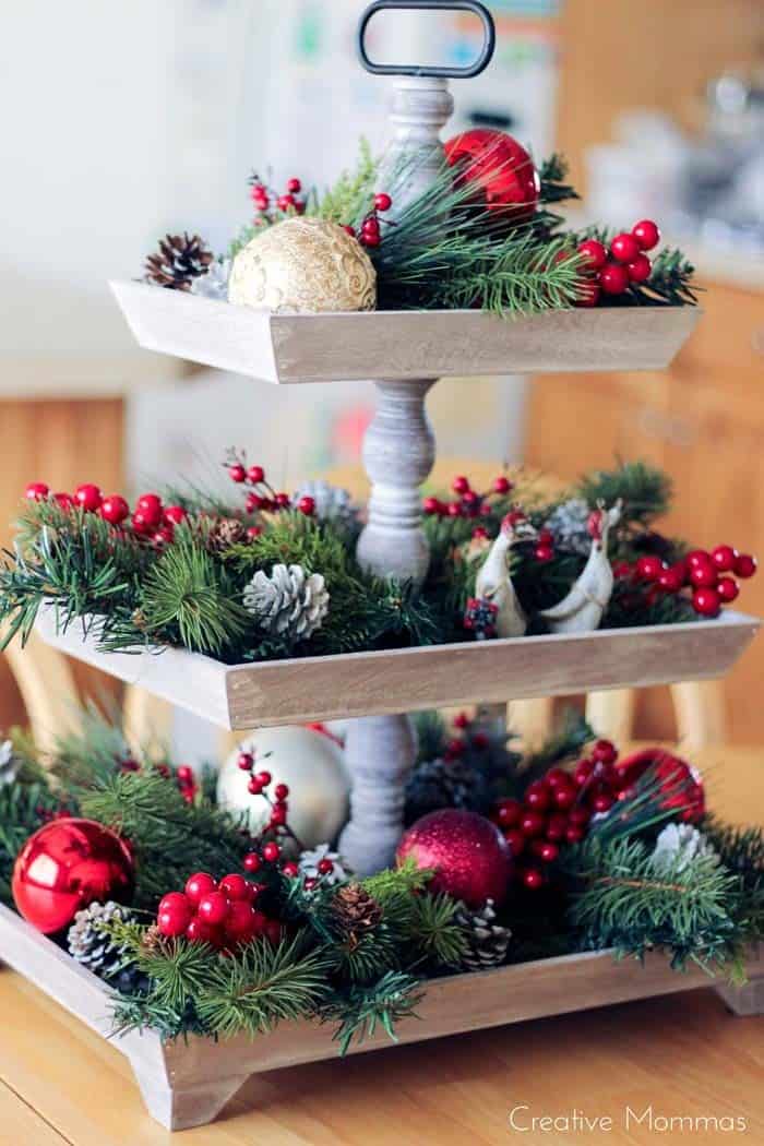 Make a Modern Tiered Tray Christmas Centerpiece