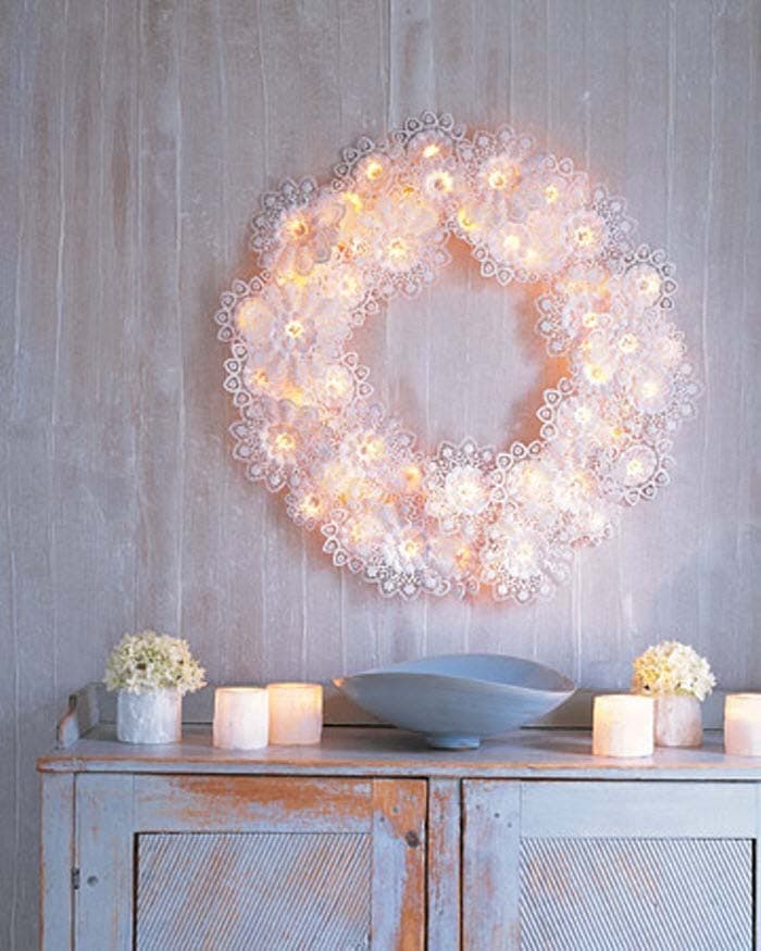 Make an Elegant Wreath With Lace and Light