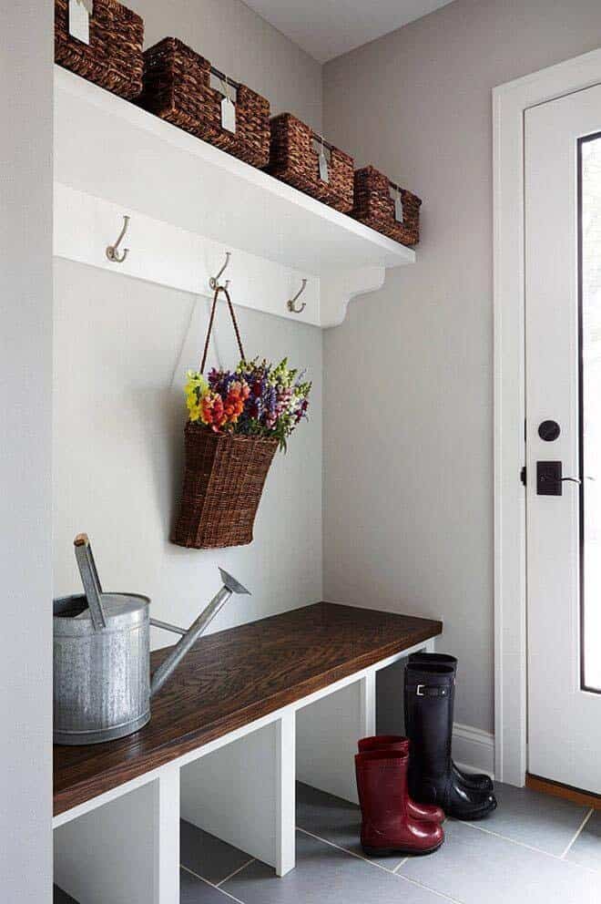 Contemporary Mudroom Design with Wall-Mounted Storage