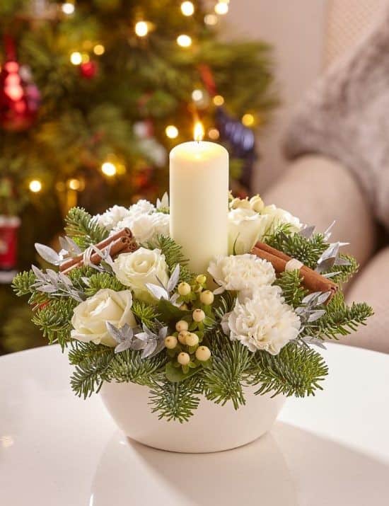 Add Luxurious Vibe to Candle Centerpiece with White Accents