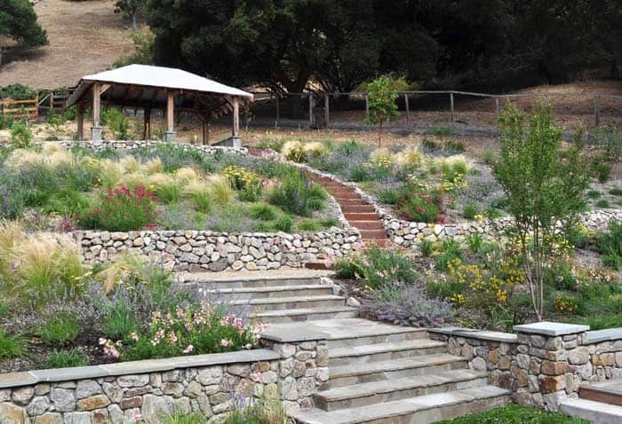 Revamp Your Hillside with Stone Walls and Stairs, and Gazebo